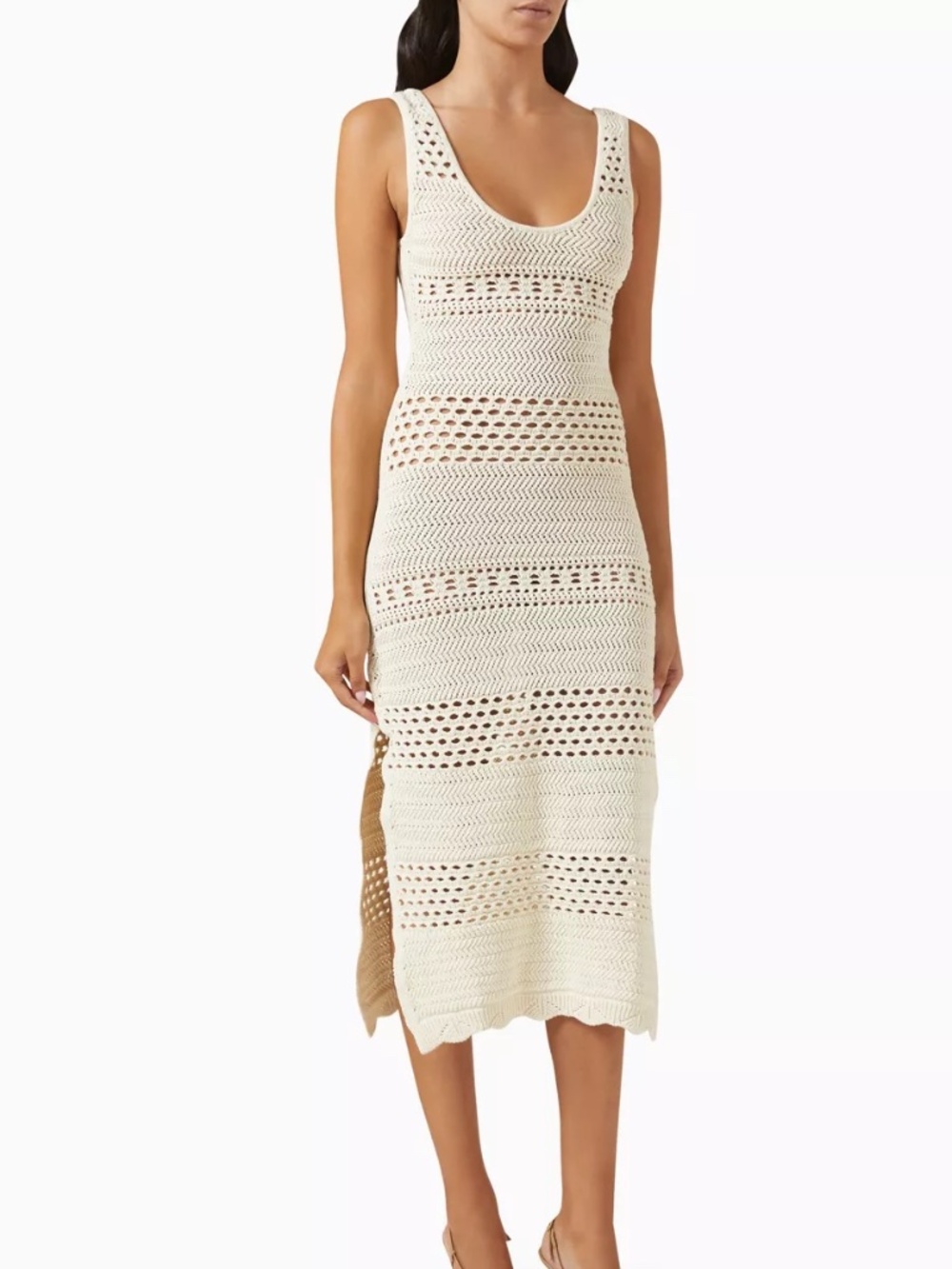 Solid & Striped The Rhoda Crochet Cutout Midi Dress Cream S